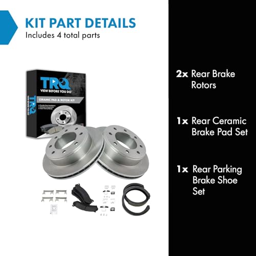 Image of TRQ Rear Brake Pad and Rotor Set Ceramic Compatible with 1999-2007 Chevrolet Silverado GMC Sierra 1500 2500 HD Suburban 2500 Yukon XL 2500 2003-2007 Hummer H2