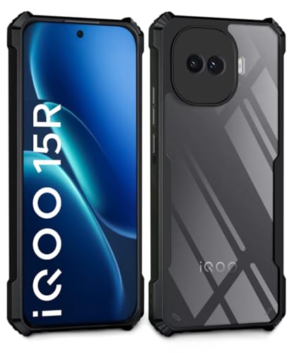 Image of WOW IMAGINE Shock Proof Clear Back Case Mobile Cover for iQOO 15R 5G (Hard | Hybrid PC + TPU | Full Armour Device & Camera Protection | Black)