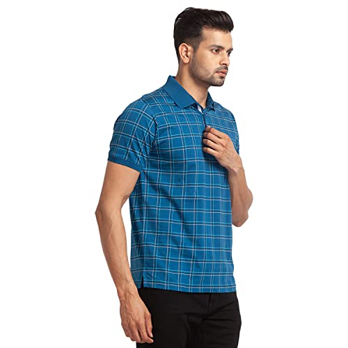Image of Park Avenue Men's Pure Cotton Print Pattern Slim Fit Polo Collar Half Sleeve Casual T-Shirt