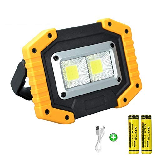 Rechargeable Floodlight, 2 COB 30W 1500LM LED Rechargeable Work Light Outdoor Floodlight Camping Lights with USB Waterproof for Outdoor Camping Traveling Fishing Security Car Repairing and Job Site L