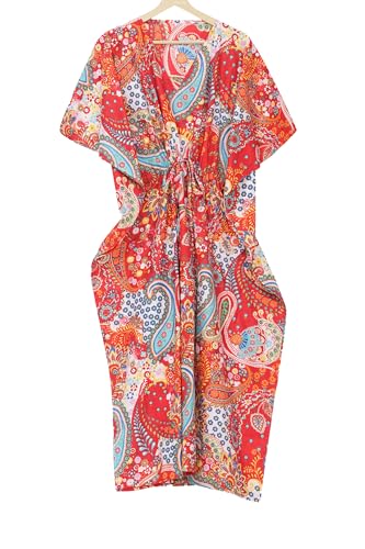 Robe longue indien coton kaftan bohème grande taille vêtement de nuit pour femme multi