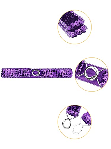 Allegra K Womens Glitter Skinny Stretchy Waist Belts Sequins Decor Slim Elastic Belts 2PCS2