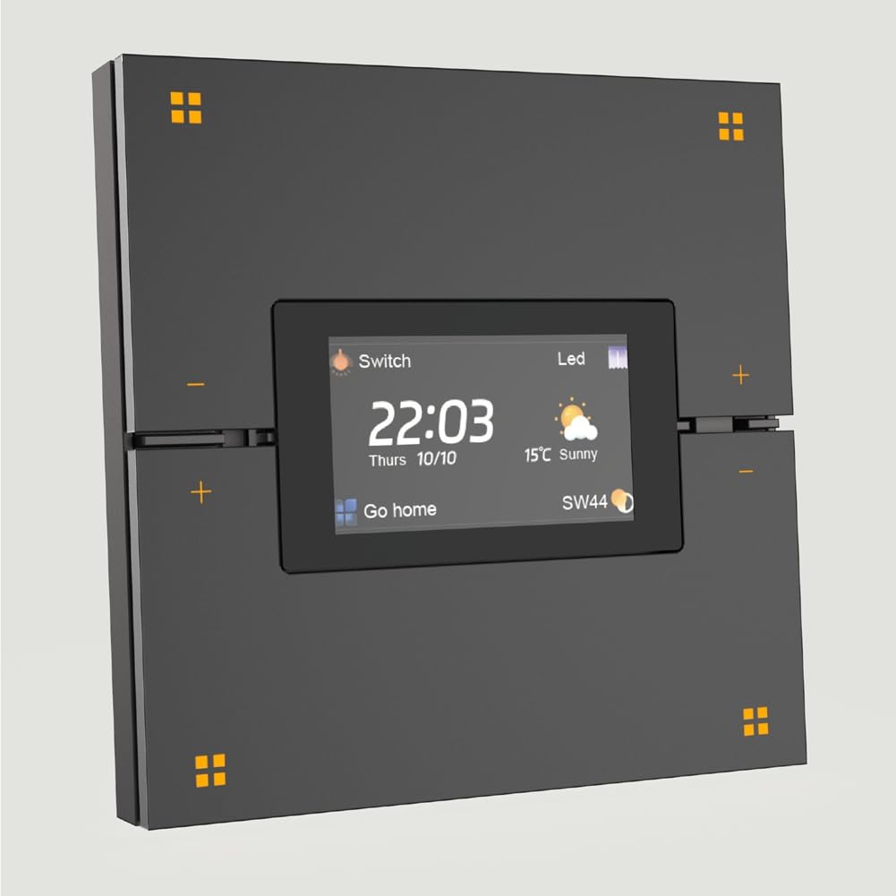 Tuya Home - Interruptor de Pared con Botón Pulsador y Sensor de Cuerpo Humano con Radar de 3,5 Pulgadas, Interruptor Inteligente Zigbee, Botón Pulsador Inteligente