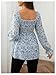 MakeMeChic Women's Maternity Blouse Floral Square Neck Ruffle Sleeve Shirts Peplum Shirred Business Office Work Tops Blue Small