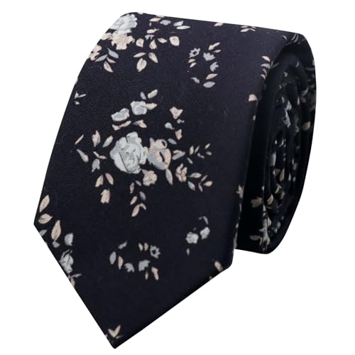 Image of Floral Ties Skinny Tie for Men, Cotton Mens Neckties for Weddings | 2.56'', floral, slim, soft and comfortable, men's neckties for casual, business, party, daily, dating