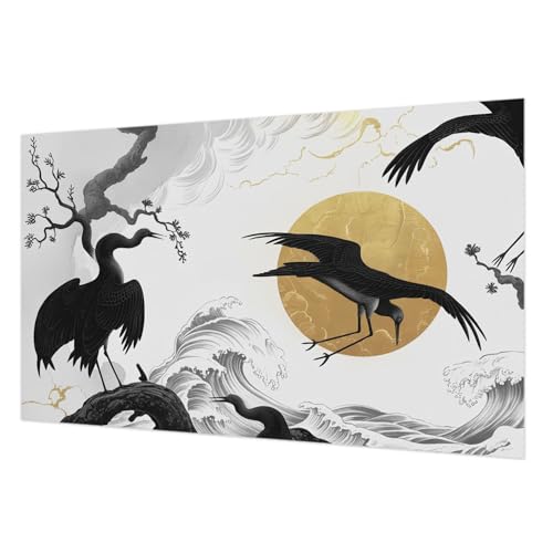 Papier peint intissé grues noires lavable pour masquer les défauts du mur