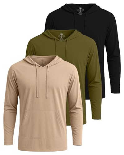 Real Essentials 3 Pack: Men's Cotton Lightweight Casual Pullover Drawstring Hoodie With Pocket (Available In Big & Tall) Set 9, M