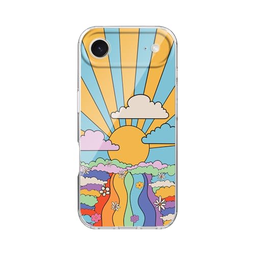 Blingy's for iPhone 17 Air Case, Retro Groovy Rainbow Floral Hippie Case