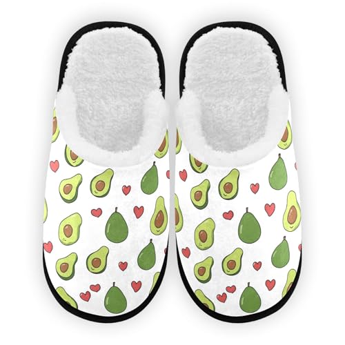 Avocado Red Heart Cartoon Slippers For Women Men Soft Memory Foam Non-Slip Fruit Winter Indoor House Shoes Travel Slipper