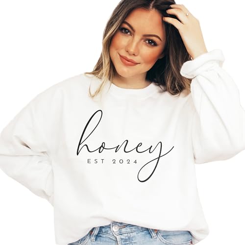 Personalized Honey Sweatshirt, Custom Gifts For Women, Honey Est Year Sweater, Mother's Day Shirt, Pregnancy Announcement Gift, Long Sleeve Unisex Crewneck Sweatshirt3