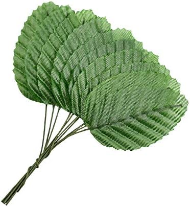 HOKPA Artificial Silk Green Leaves, Fake Faux Wired Single Leaf for Crafts Scrapbooking Floral Arrangements Home Kitchen Wedding Garland Party Decorations (200pcs)