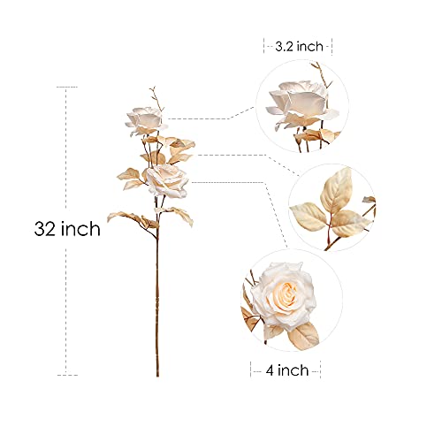 Diancom Artificial Flowers Roses Fake Flowers Silk Flowers Real Looking With Stems For Diy Wedding Bouquets Centerpieces Arrangements Party Home Decorations And Outdoors (4Pcs White)… #TOP1