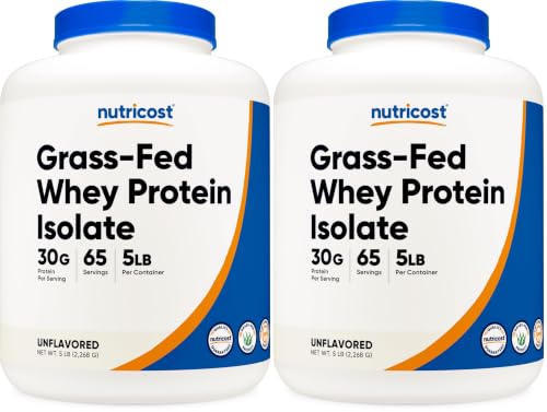 Nutricost Nutricost Grass-Fed Whey Protein Isolate (Unflavored) 5LBS (Pack of 2) sold by Nutricost - Amazon Seller - US