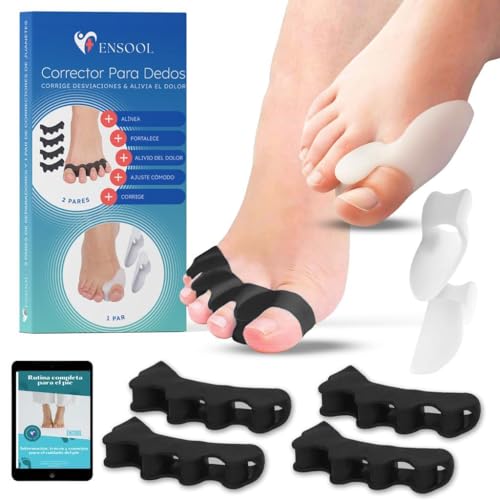 Separador Dedos Pie 4 Uds + 2 Uds con Corrector de Juanetes Restore Feet de Silicona con Talla Única - Kit Separadores de Dedos de los Pies para Alivio y salud podal- Alinea tus Dedos y Hallux Valgus