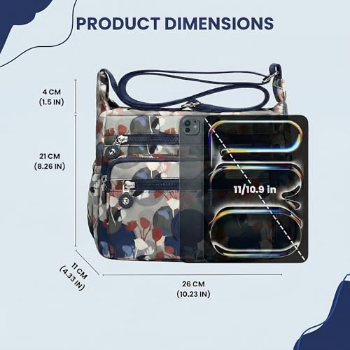 Image of TS WITH TECHSUN Women's Crossbody Sling Bag For Everyday Use, Nylon Shoulder Bag with Zipper Pockets, Adjustable Strap, Water Resistant Handbag for Travel, Shopping