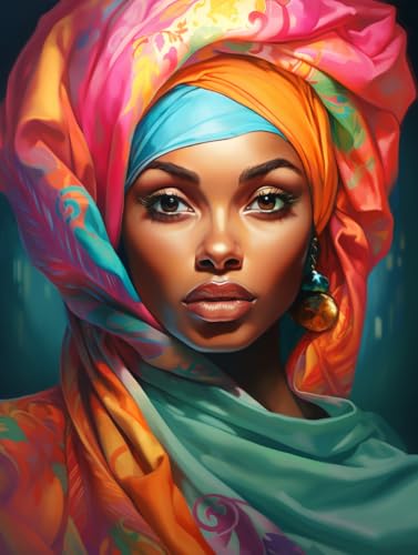 Diymood Paint by Numbers Kits for Adults African American, DIY Oil Painting African Women Acrylic Paint by Number for Adults Beginner with Brushes for Home Wall Decor 12x16 inch