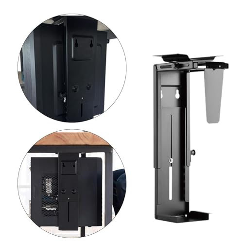 Soporte ajustable para PC de escritorio y pared, soporte estable de acero para torre bajo escritorio que se adapta a la mayoría de cajas de PC miniatura 2