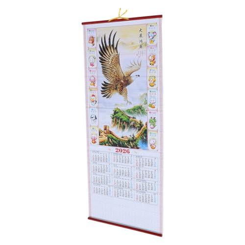 Happyyami 年干支馬の壁掛けカレンダー 藤風デザインの月表示付き 年間カレンダー風水インテリア 和風装飾 新年の幸運祈願と省スペース収納