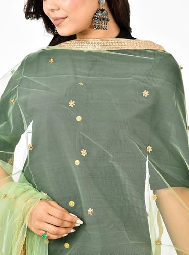 Image of YOUTHQUAKE Women's Embroidered Net Dupatta
