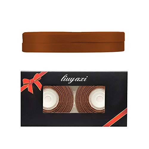 Image of Solid Color Double Faced Brown Satin Ribbon 1 /4 inch X 50 Yards, Ribbons Perfect for Crafts, Wedding Decor, Bow Making, Sewing, Gift Package Wrapping and More