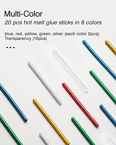 HOTO 20Pcs Sticks de colle chaude pour l'artisanat / DIY Arts / Sealing 6 Couleurs Mini Sticks de colle, collants, 0.28 x 5" (7 x 127mm)