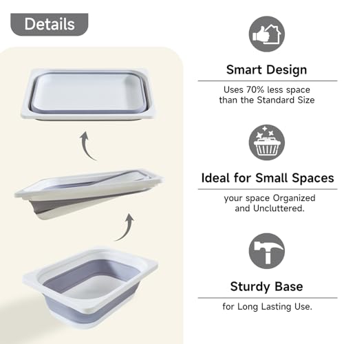 Cubo de Almacenamiento Plegable, Lavabo Plegable Plato Bañera Fregadero, Espacio Grande Gris - Imagen 10 de 29