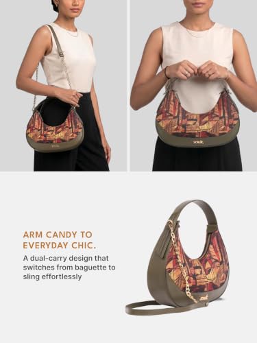 Image of ZOUK Women's Vanya Baguette | Crossbody Vegan Leather Sling Bag | Detachable Strap