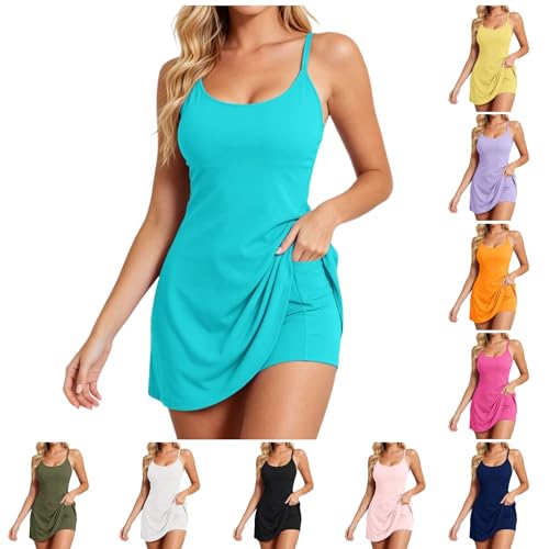 romper dress with shorts underneath plus size athletic active dress with shorts rompers for women with short underneath womens summer midisundress casual beach Outfits built in bra dresses