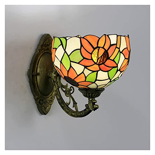 WHESAZYP Lámpara de Pared con Pantalla de Vidrio de Colores de 20 cm, Aplique Decorativo de Metal para mesita de Noche para Sala de Estar, Dormitorio, baño, Pasillo (B)
