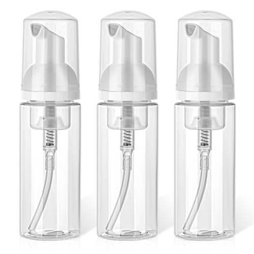 Giantree Dispensador de botellas de espuma de tamaño pequeño, rellenable, transparente, para jabón de manos, lavado facial, champú de pestañas, cuidado de la piel (60 ml/56.7 g)