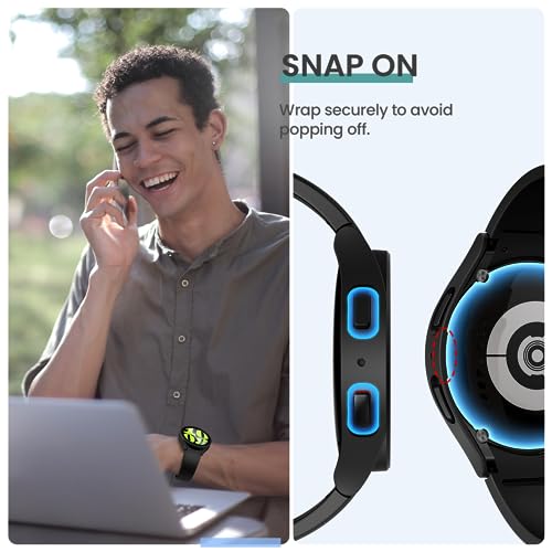 Tensea [5+5Pack for Samsung Galaxy Watch 6 Screen Protector Case 40mm Accessories, Hard PC Bumper/HD Anti-Fog Tempered Glass Protective Film, Face Cover Set, Galaxy Watch 6 Case for Women Men