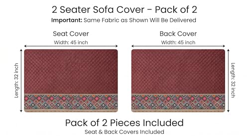 Image of Velvet 2 Seater Sofa Cover Fully Covered | Anti Skid Non Slip | Plain Onion Pink | Sofa Slipcover for Living Room