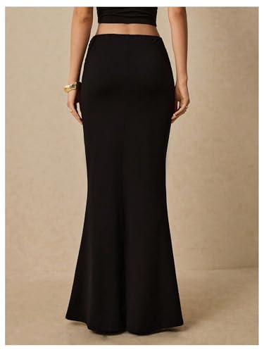 GORGLITTER Women's Metal Buckle Belted Bodycon Long Skirt Elegant Cocktail Evening Skirts3