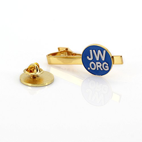 Image of Perfect JW.Org Gift - Necktie Clip and Lapel Pin Set With JW.ORG Logo Gift Box - Round - Gold+Blue