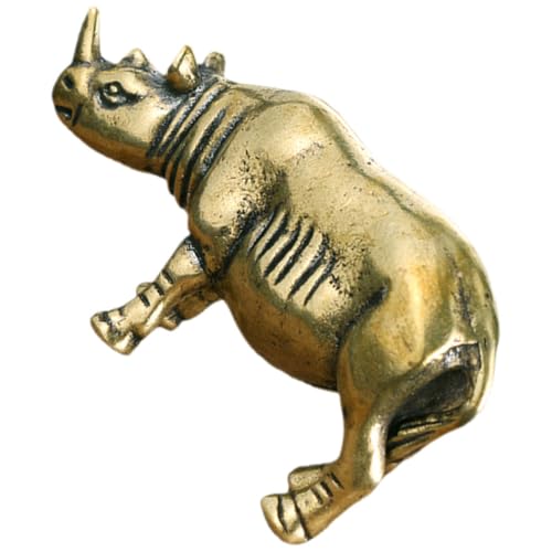 BESPORTBLE Statuette de Rhinocéros en Laiton Massif Rétro, Ornement Artisanal Compact pour...