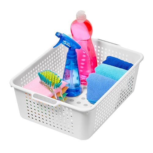 Panier de rangement polyvalent blanc moyen bac organisateur maison