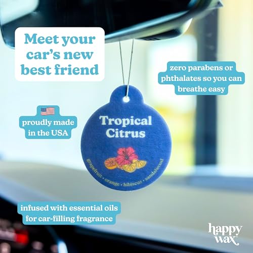 Image of Happy Wax Pine Forest Car Charms 4-Pack - Scent Notes: Green, Black Pepper, Incense and Fire Balsam