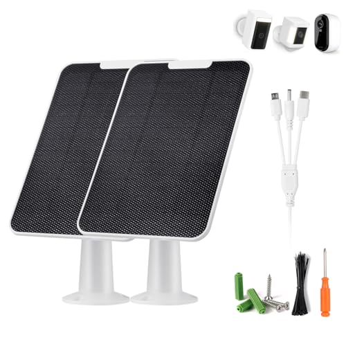 Panel solar para Arlo Essential y Simplisafe en jardín exterior 2