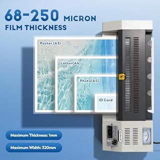 CGOLDENWALL A3 Plastificatrice 68-250 Micron, Macchina Laminatrice a 4 Rulli per Laminazione a Caldo/Freddo, Riscaldamento Rapido, Anti-Inceppamento, con Kit di Avvio (3 Tipi di Buste Incluso)