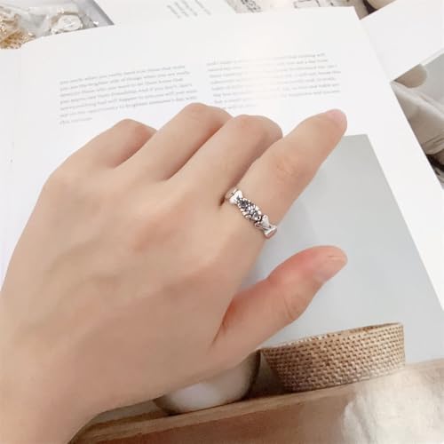 Cute Little Fish Statement Ring for Women Vintage Chinese Style Lucky Koi Adjustable Open Wrap Stacking Finger Knuckle Middle Eternity Rings Fashion Wedding Bands Exquisite Animal Jewelry for Her2