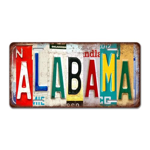 PanAJiao Vintage Metal Sign Alabama License plate Wall Decor For Home Bar Gift Ideas for Women Men Friends 12×6 Inches