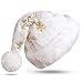 CITÉTOILE Bonnet Noël Blanc pour Adulte Chapeau de Noël en Peluche, Gold