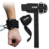 Weightlifting Straps with D Ring, Premium Wrist Straps for Deadlifting, Bodybuilding, Powerlifting, Wrist Cuffs with D Ring for Cable Machine Workout, Durable Weight Lifting Straps for Gym (Black, One Size)