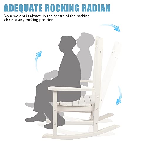 Betterhood Presidential Rocking Chair, High-Density Polyethylene Outdoor Rocker Chair, Oversized Patio Chair For Garden Lawn With 400Lbs Support, White #TOP6