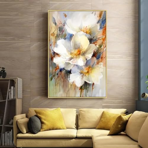 Décoration d'intérieur moderne avec tableau de fleurs abstraites