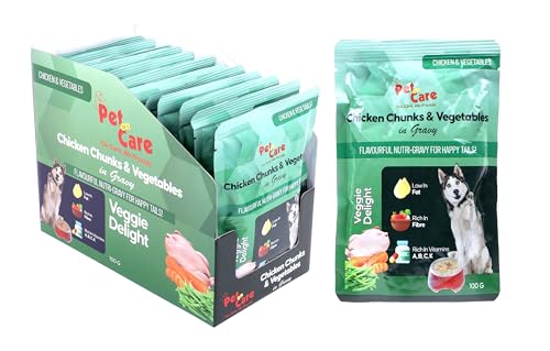 Pet en Care Wet Dog Food, Chicken Chunks & Vegetable in Gravy, Pack of 12 (12 X 100g) | Wet Food for Dogs and Puppy | Healthy Snacks for All Breed (B0D8QGL3LC) Amazon Price History, Amazon Price Tracker