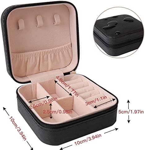 Jewellery Box Organiser, Travel Jewellery Box Small PU Leather Jewelry Storage Case for Women and Girls' Rings Earrings Necklace Earrings Rings Bracelets, Black