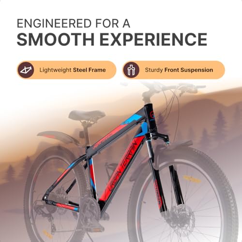 Image of Urban Terrain UT2000 Steel Cycle /Bicycle 27.5 inch MTB (21 Speed) Gear Bicycle for Men /Boys with Front Suspension & Dual Disc Brake Mountain Bike | Ideal for 15+ Years, Frame Size : 16 inch (Red)