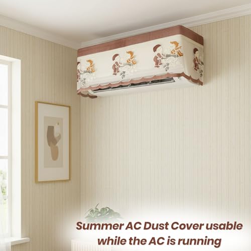 Image of Printed AC Cover for Split AC 1.5 Ton Set - Digital Print AC Cover Indoor Outdoor Waterproof - Split AC Cover Cotton Net Designer (Brown)