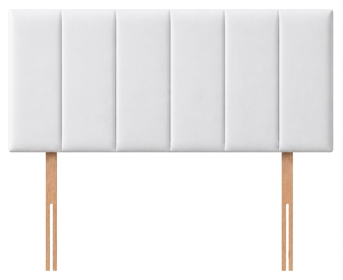 Hometric Plush Velvet Vertical Panel Headboard – 3FT Single Upholstered Padded Bed Backrest with Vertical Lines – Luxury Modern Bedroom Furniture – 24-Inch Height – White
